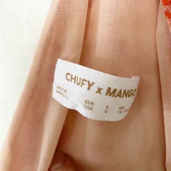 Chufy x Mango Women's Orange Floral Print Sleeveless V-Neck Maxi Dress Size S - Picture 4 of 7